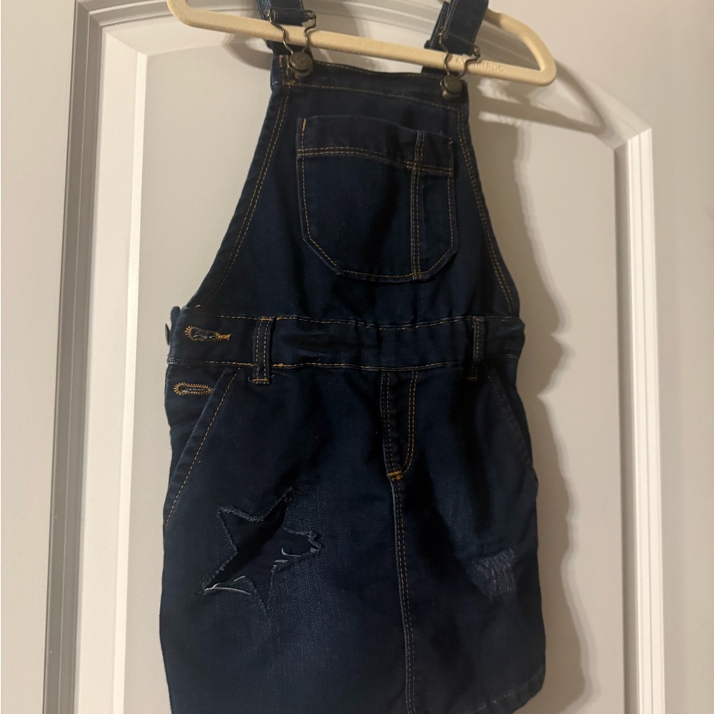 Dark Blue Denim Overalls Dress from Europe